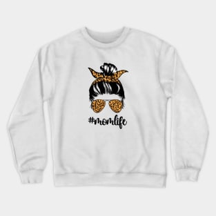 Mom Life Leopard All American Mama Crewneck Sweatshirt